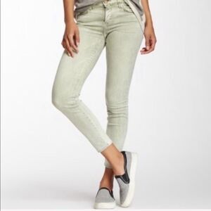 Current Elliott Bleached Green Stiletto Crop Jeans Size 25 Skinny Ankle